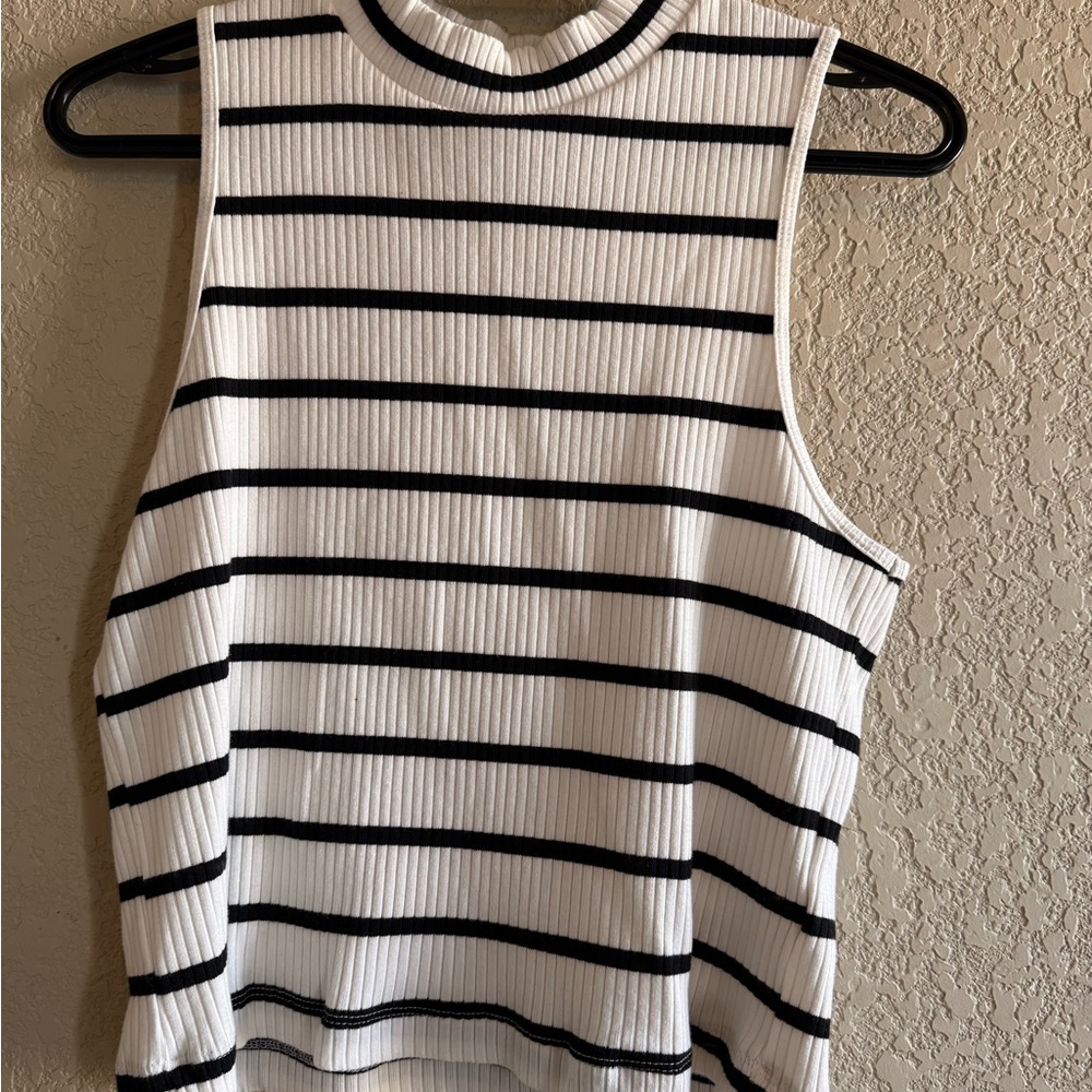 Old Navy Black and White Striped Tank Top